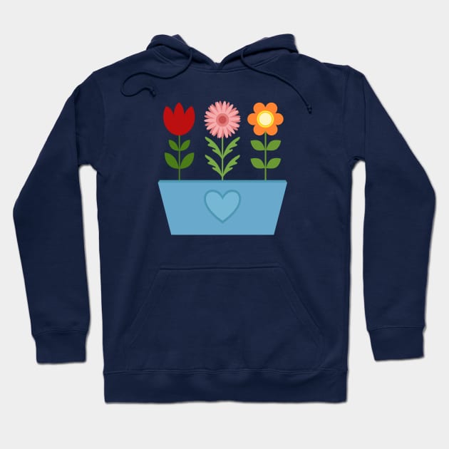 Scandinavian Style Flowers in a Blue Window Box Hoodie by NataliePaskell